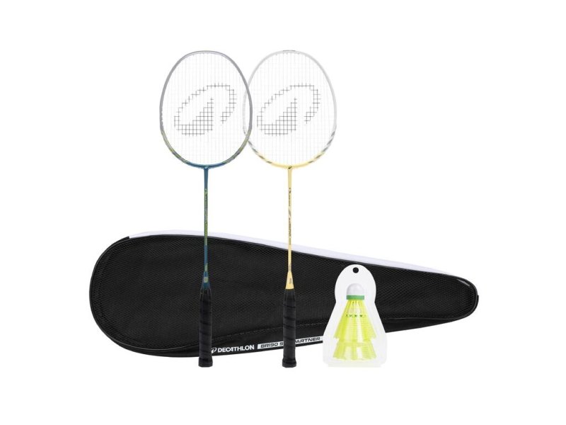 ADULT BADMINTON RACKET BR 190 SET PARTNER GREEN BEIGE