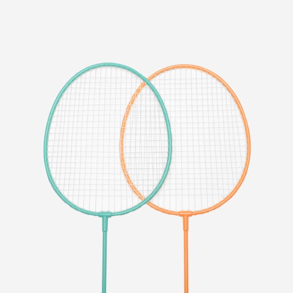ADULT LEISURE BADMINTON RACKET SET Discover set BR100 Ad Turquoise Orange