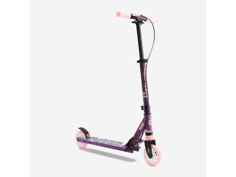 Mid 5 Kids' Scooter with Handlebar Brake and Suspension - Purple